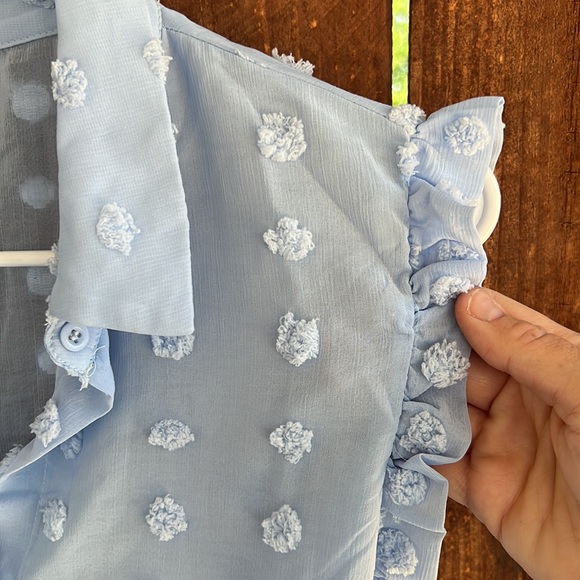 Sheer Blue Ruffly Blouse - Picture 3 of 5
